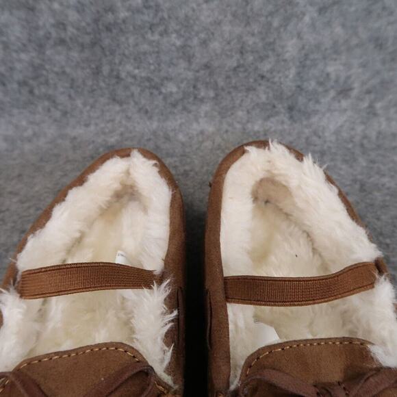 Cat & Jack Shoes Kids 9 Moccasin Slipper Mary Jane Celina Brown Faux Fur Slip On - Picture 4 of 12